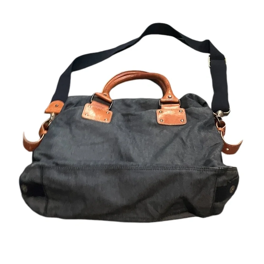 Armani Exchange Distressed leather-trimmed Denim Tote Bag‎